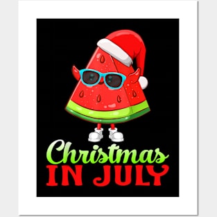 Watermelon Christmas Tree Christmas In July Summer Vacation Posters and Art